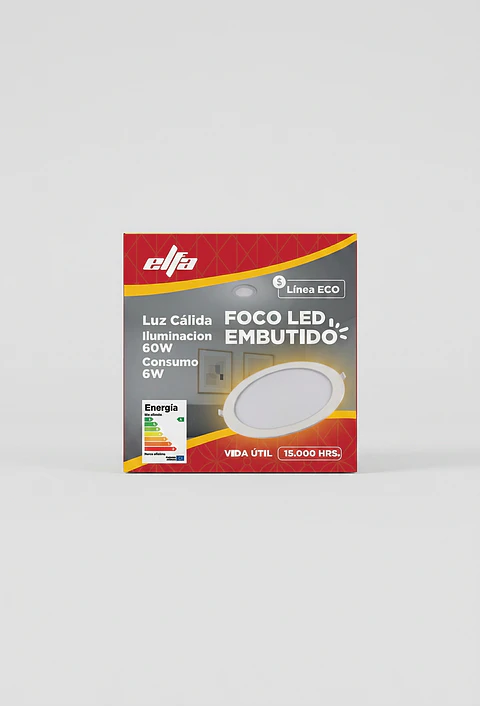 Panel LED Embutido Redondo 6W Elfa 480lm Luz Calida 3000K 27cm ECO