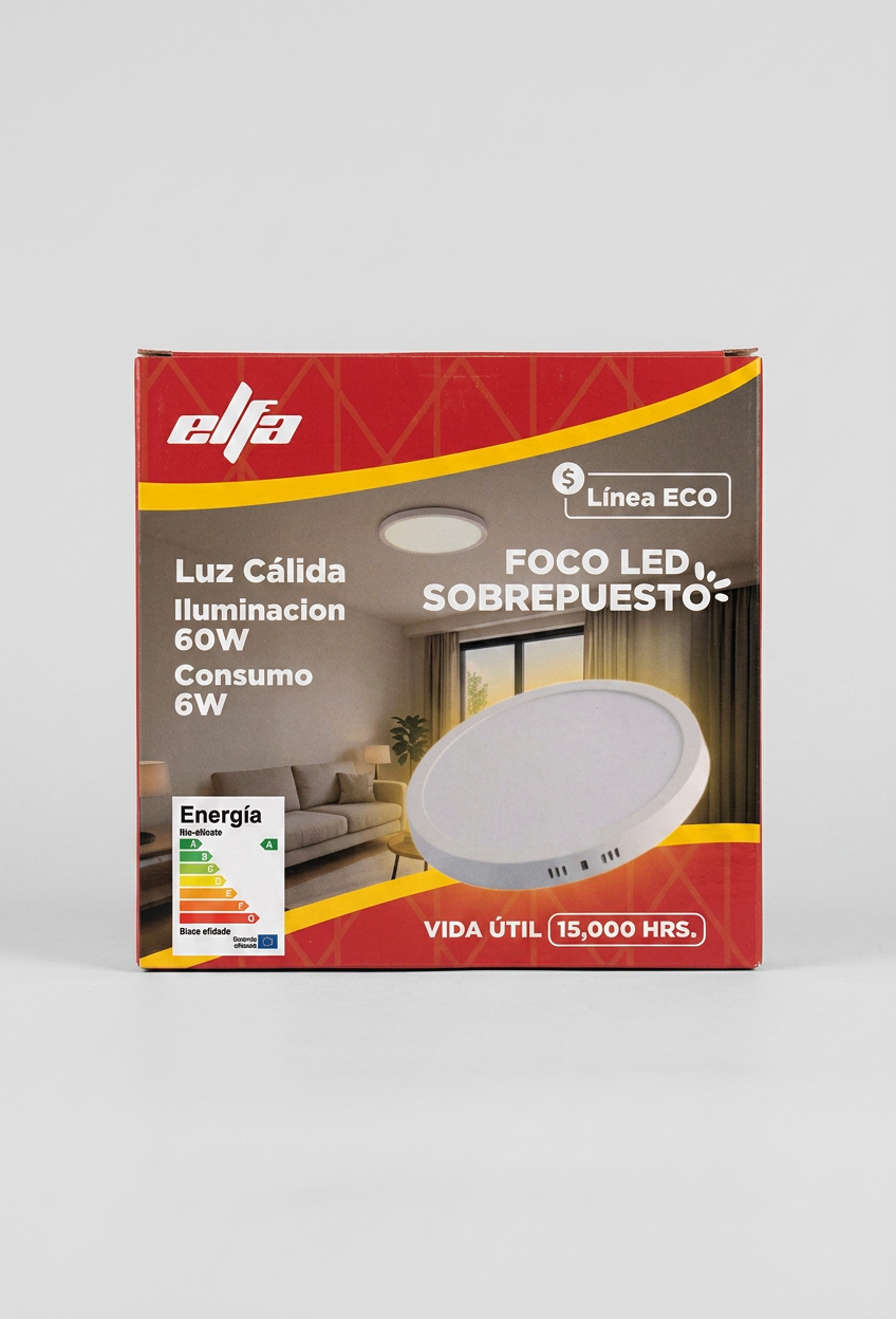 Panel LED Sobrepuesto Redondo 6W Elfa 480lm Luz Calida 3000K 27cm ECO 2