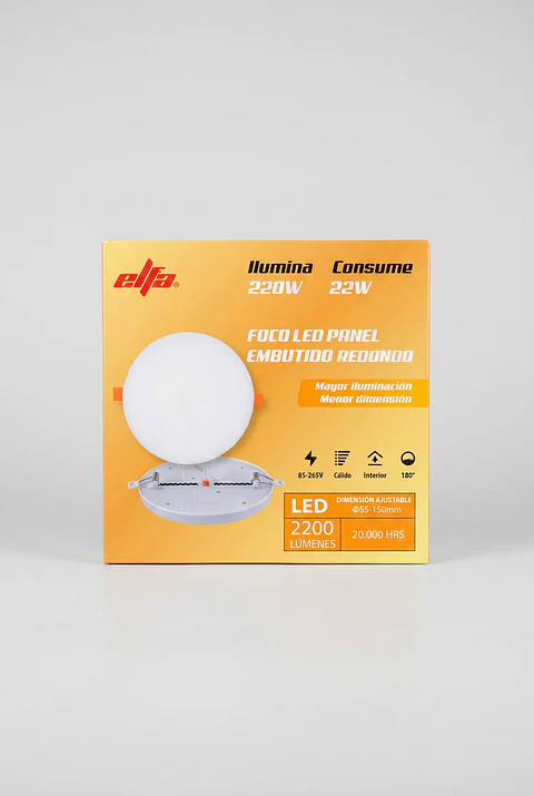 Foco LED Embutido Ajustable Redondo Elfa - 22W (Equivale a 220W) Luz Cálida 