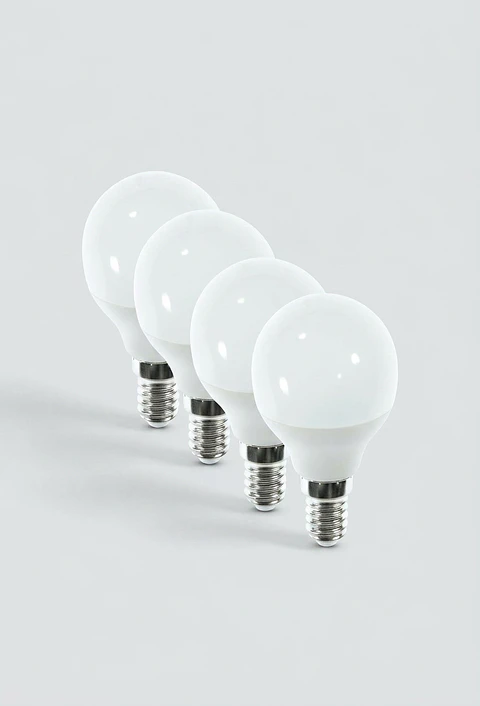PACK 4 AMPOLLETAS LED G45 E14 6W 6000K ELFA