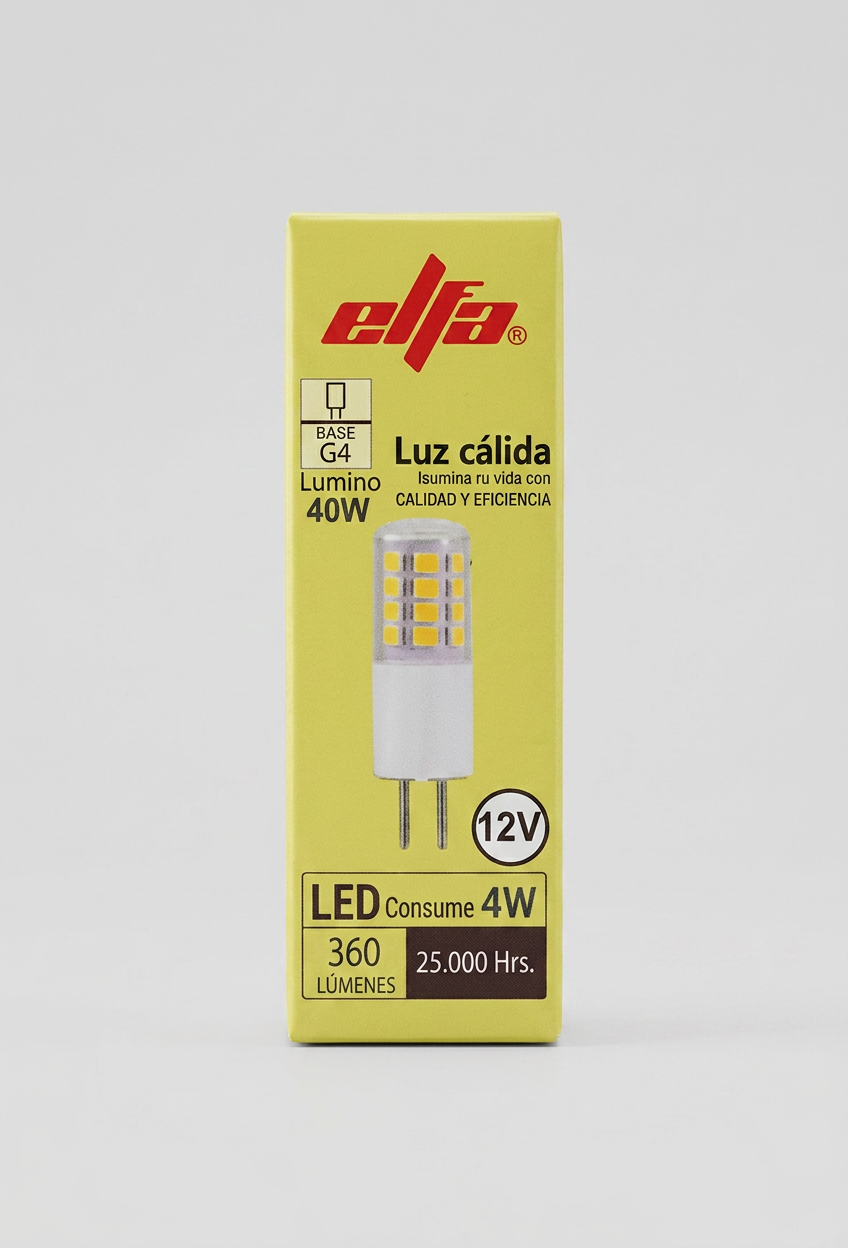 Ampolleta LED G4 Elfa - 4W (Equivale a 40W) Luz Cálida 3000K 2