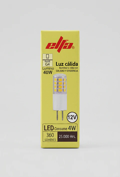 Ampolleta LED G4 Elfa - 4W (Equivale a 40W) Luz Cálida 3000K