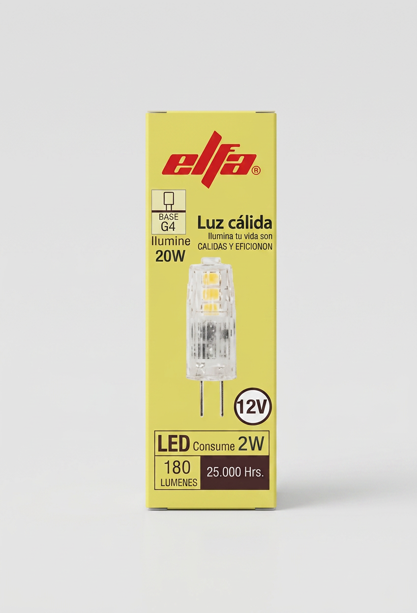 Ampolleta LED G4 Elfa - 2W (Equivale a 20W) Luz Cálida 3000K 2