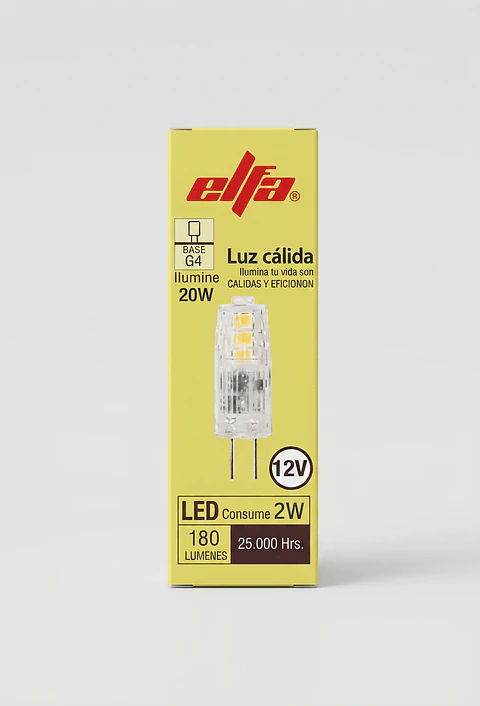 Ampolleta LED G4 Elfa - 2W (Equivale a 20W) Luz Cálida 3000K
