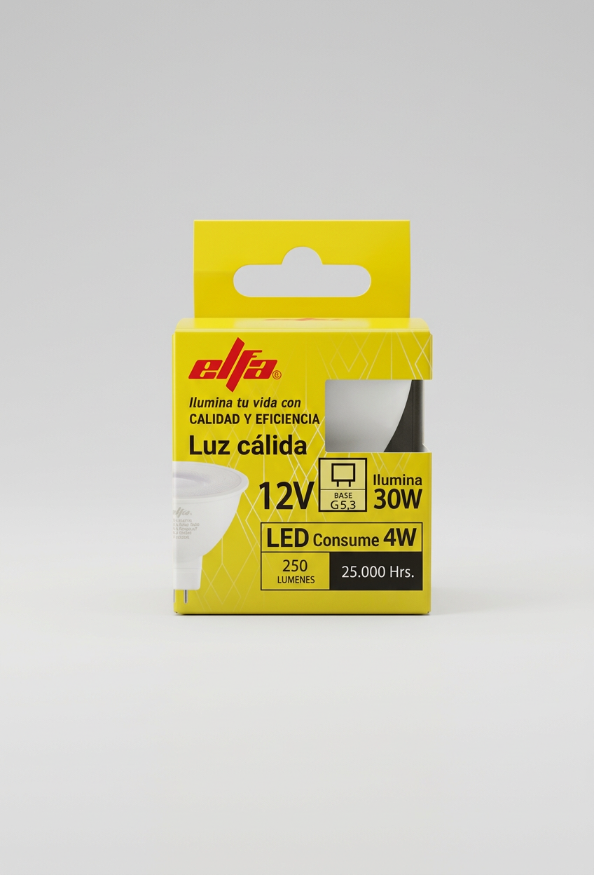 Ampolleta LED MR16 12V 4W Luz Cálida G5.3 2