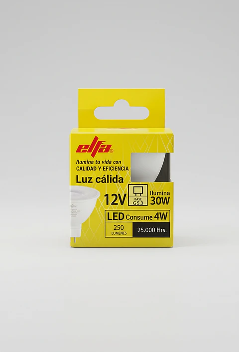 Ampolleta LED MR16 12V 4W Luz Cálida G5.3