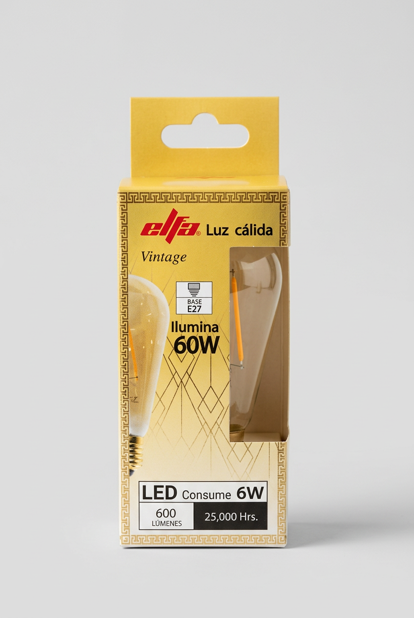 Ampolleta LED Filamento Vintage ST64 6W Luz Cálida 3000K E27 2