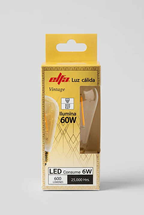 Ampolleta LED Filamento Vintage ST64 6W Luz Cálida 3000K E27