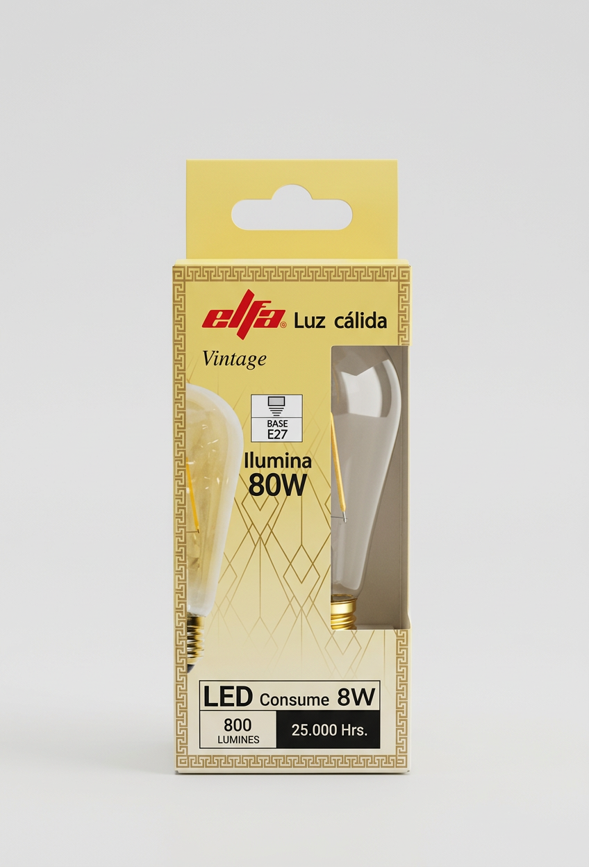 Ampolleta LED Filamento Vintage ST64 8W Luz Cálida Soquete E27 2