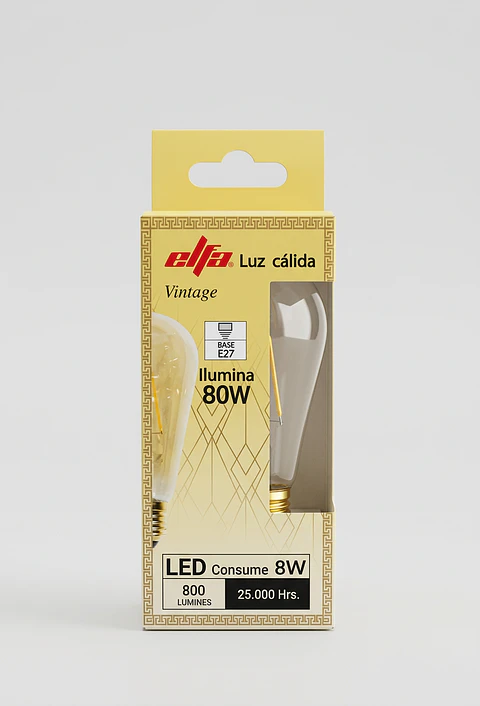 Ampolleta LED Filamento Vintage ST64 8W Luz Cálida Soquete E27