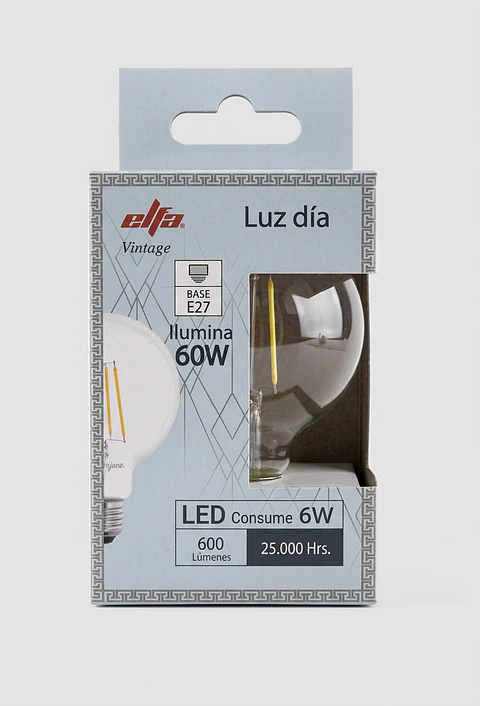 Ampolleta LED Filamento Vintage G95 6W Luz Día 6000K E27