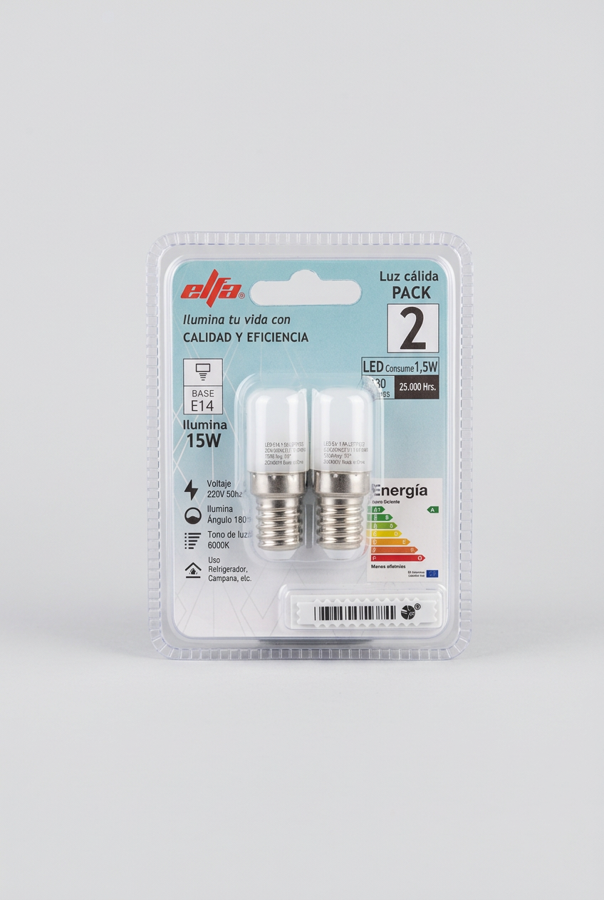 Pack 2 Ampolletas LED para Refrigerador Elfa 6000K 2