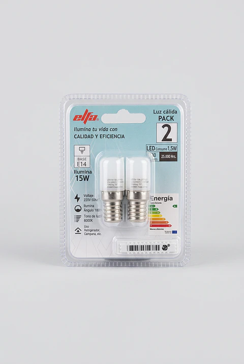 Pack 2 Ampolletas LED para Refrigerador Elfa 6000K