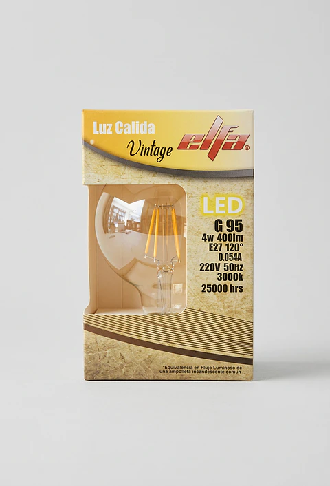 Ampolleta LED Globo G95 Filamento 4W E27 Luz Cálida