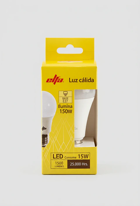 Ampolleta LED A60 15W Rosca E27 Luz Cálida
