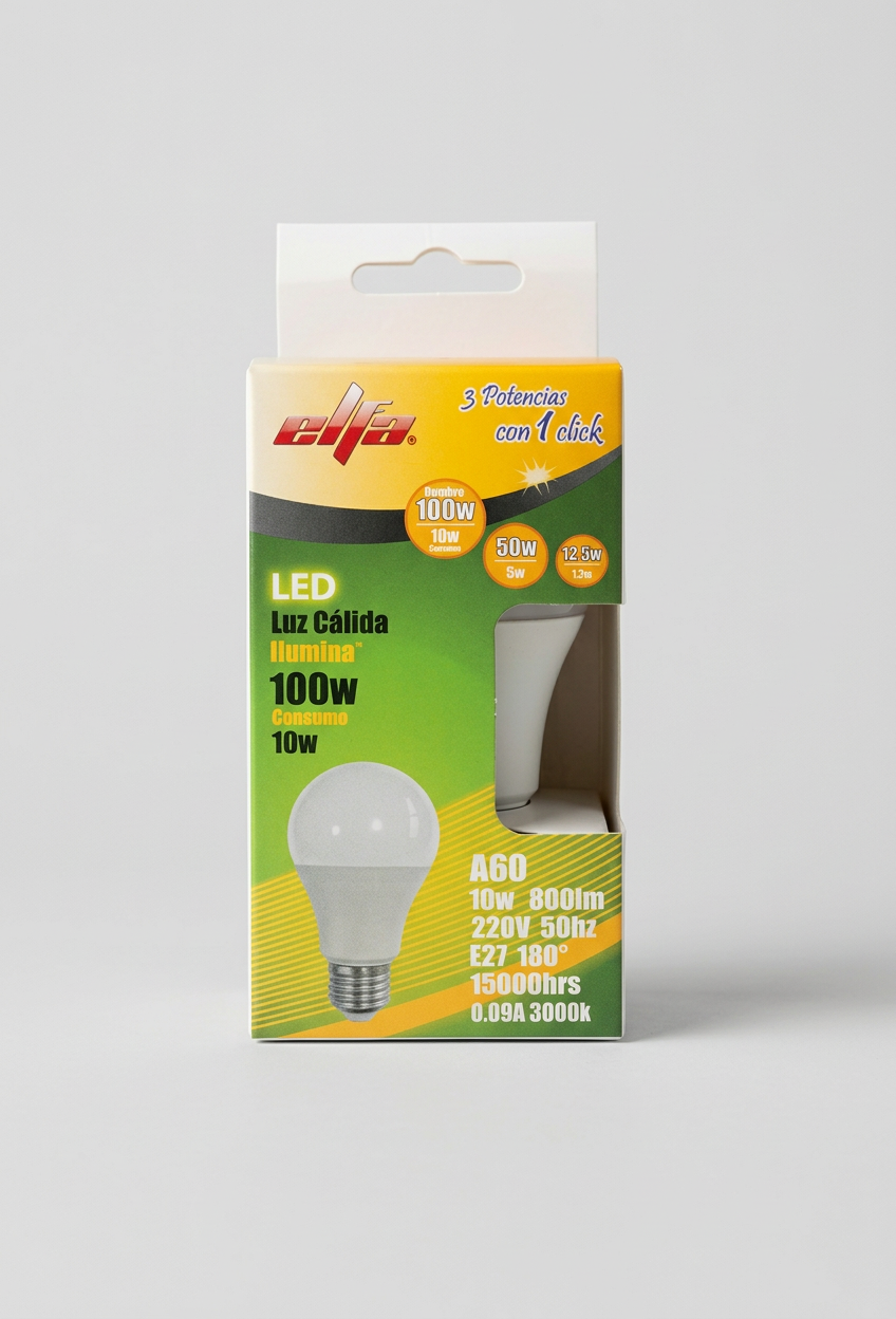 Ampolleta LED A60 Atenuable en 3 Potencias Luz Cálida 3000K 2