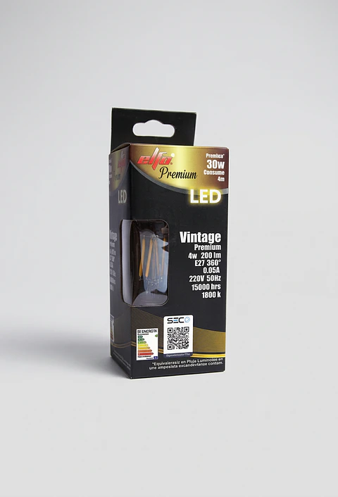 Ampolleta LED Vidrio Tallado ST64 4W Luz Cálida Soquete E27