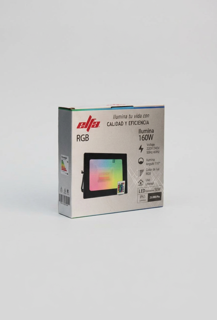 Reflector LED RGB 50W Control Remoto Elfa 4000lm IP65 Exterior 15x17cm 2