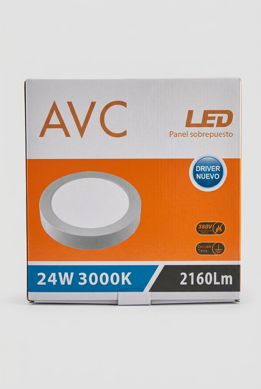 Foco Panel LED Sobrepuesto Redondo 24W Blanco Calido  3000K Elfa Extra Plano 2