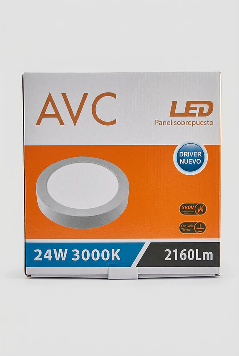 Foco Panel LED Sobrepuesto Redondo 24W Blanco Calido  3000K Elfa Extra Plano