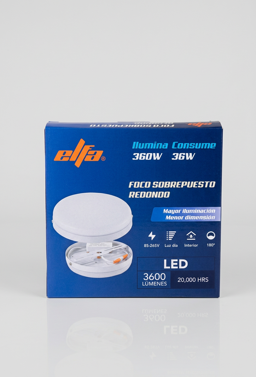 Foco Panel LED Sobrepuesto Redondo 36W Luz Día 6400K 2