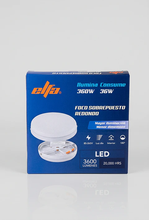 Foco Panel LED Sobrepuesto Redondo 36W Luz Día 6400K