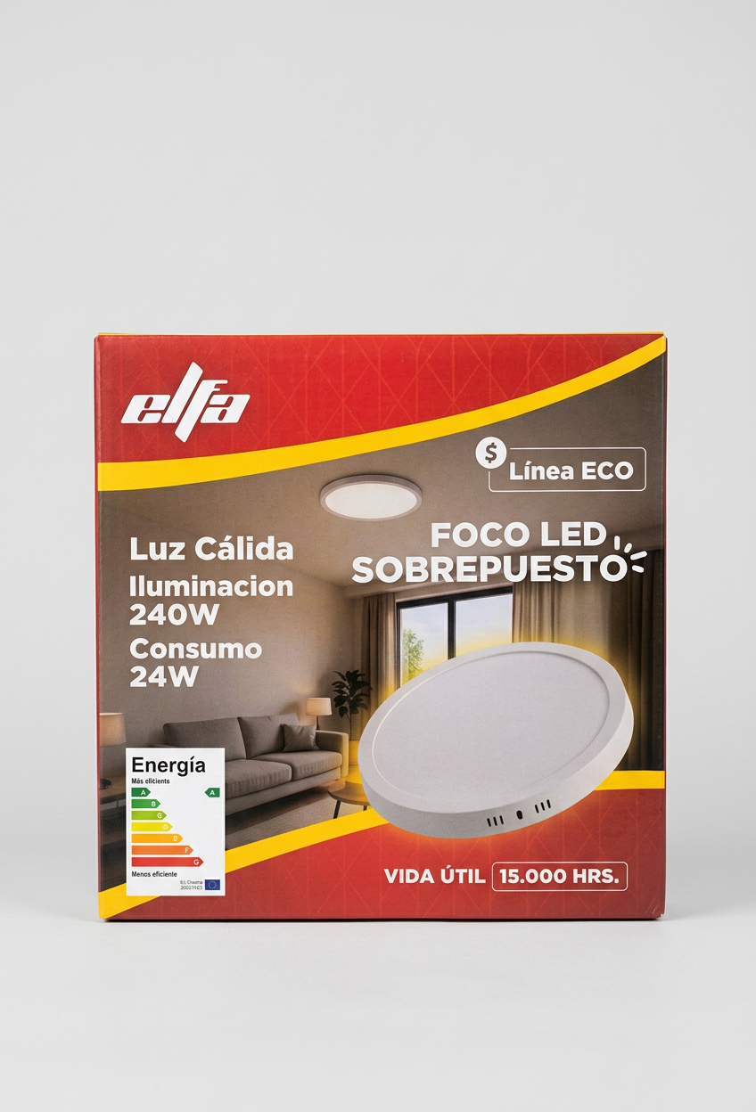 Panel LED Sobrepuesto Redondo 24W Elfa 2000lm Luz Calida 3000K 27cm ECO 2