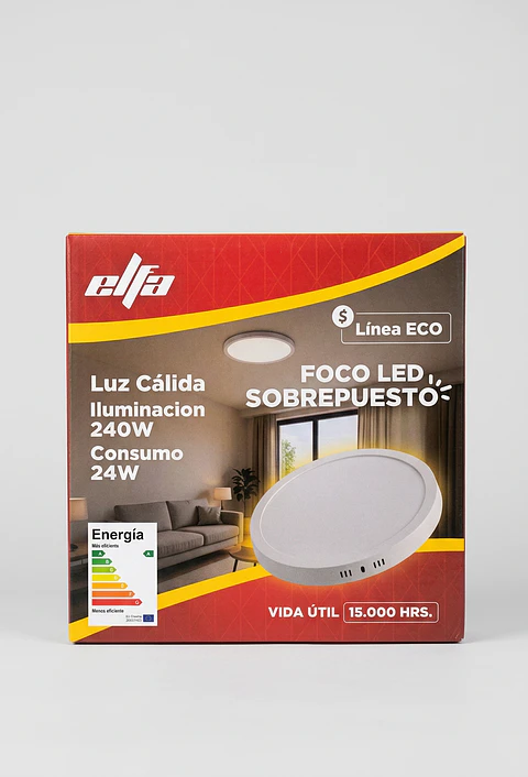 Panel LED Sobrepuesto Redondo 24W Elfa 2000lm Luz Calida 3000K 27cm ECO