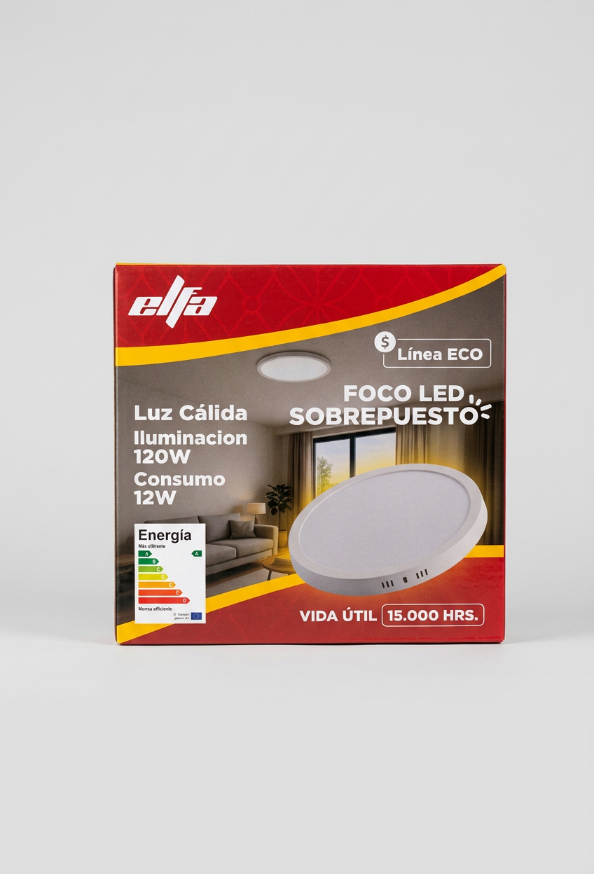 Panel LED Sobrepuesto Redondo 12W Luz Cálida Línea ECO 2