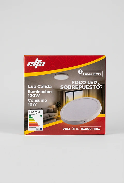 Panel LED Sobrepuesto Redondo 12W Luz Cálida Línea ECO