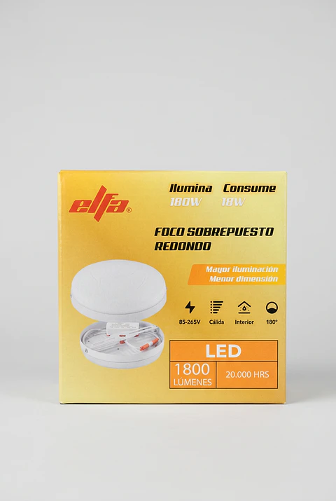 Foco Panel LED Sobrepuesto Redondo 18W Luz Calida 3000K 1800lm 12cm