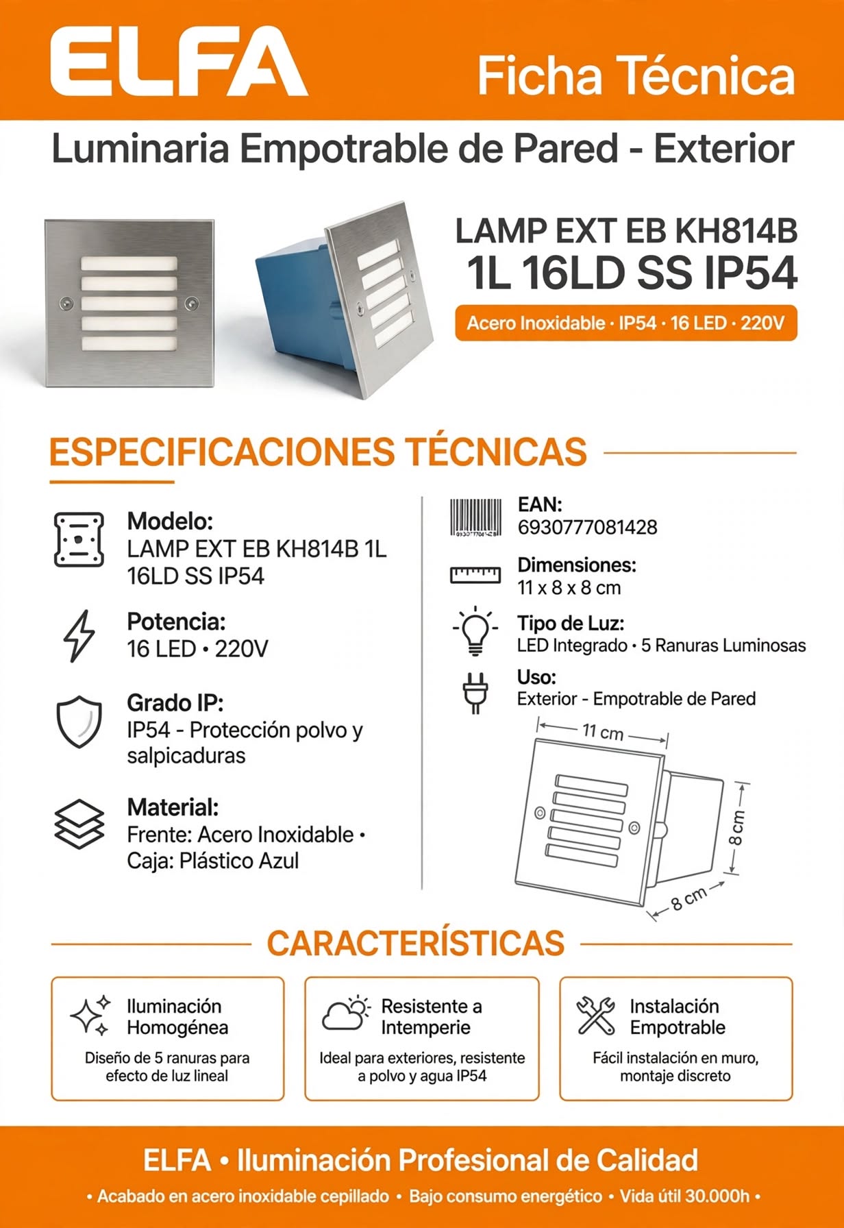 Foco Piso Exterior IP54 Acero Inoxidable 16LED 11cm 220V Directo Para Terraza Fachada Camino 3