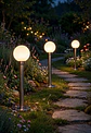 Lampará de Jardin 3 Estacas  P44 Acero Inoxidable Esfera Opal Blanca G4 32cm Para Sendero Cesped Terraza - Miniatura 2