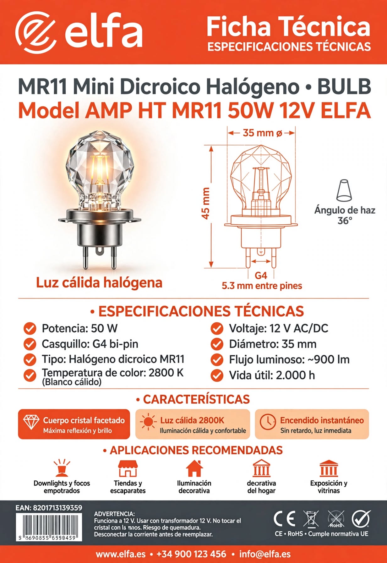 Ampolleta Halógena MR11 50W 12V Mini Dicróica G4 Para Vitrina Mueble Nicho Decorativo 4