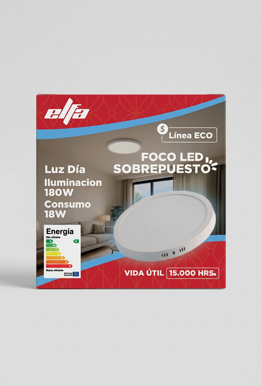 Panel LED Sobrepuesto Redondo 18W Elfa 1440lm Luz Dia 6000K 27cm ECO 2
