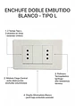 Enchufe Doble Embutido Blanco Tipo L 2 Tomas + Tapón Ciego Placa Armada - Miniatura 2