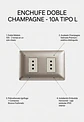 Enchufe Doble Champagne Satinado 10A Tipo L Empotrable 2 Tomas Bifocal - Miniatura 2