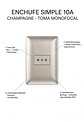 Enchufe Simple 10A Champagne Satinado Empotrable Monofocal - Miniatura 2