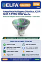 Ampolleta Halógena Dicróica JCDR GU5.3 220V 50W Luz Verde Elfa HALODEC 40° 2000 hrs - Miniatura 3