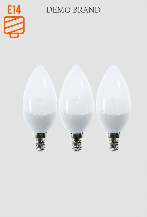 Pack 3 Ampolletas LED Vela Elfa  6W E14 3000K 600LM 25.000Hrs - Candelabro