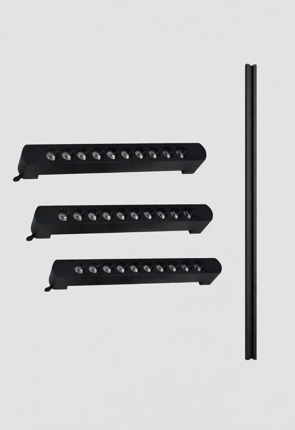 Pack 3 Focos LED Riel Lineal Dirigido 10W 1000lm 4000K Negro 22cm Con Riel Elfa 1