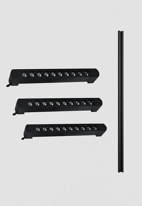 Pack 3 Focos LED Riel Lineal Dirigido 10W 1000lm 4000K Negro 22cm Con Riel Elfa