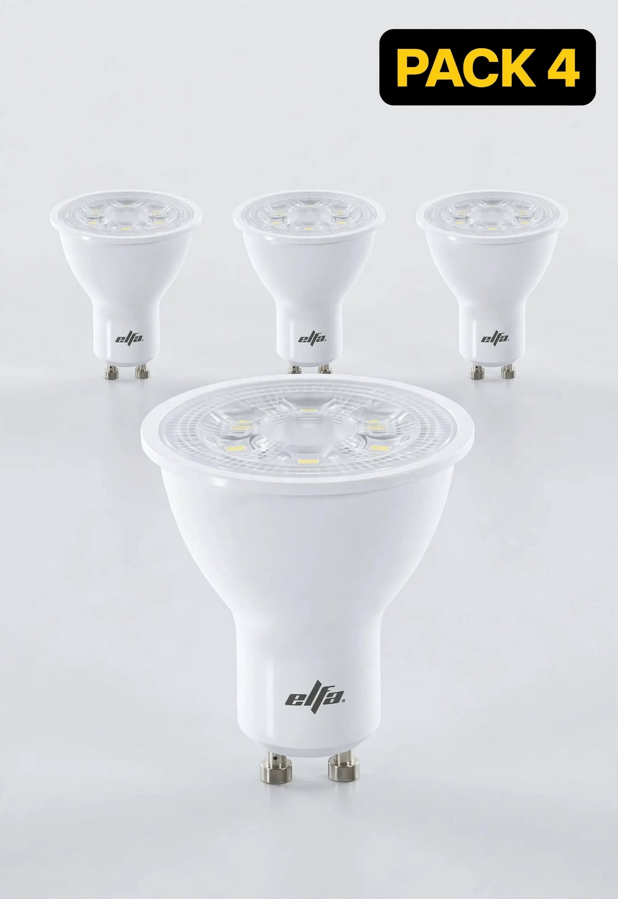 Pack 4 Ampolletas Led Gu10 7W Luz Fría 6000K 600lm Dicroico Elfa 1