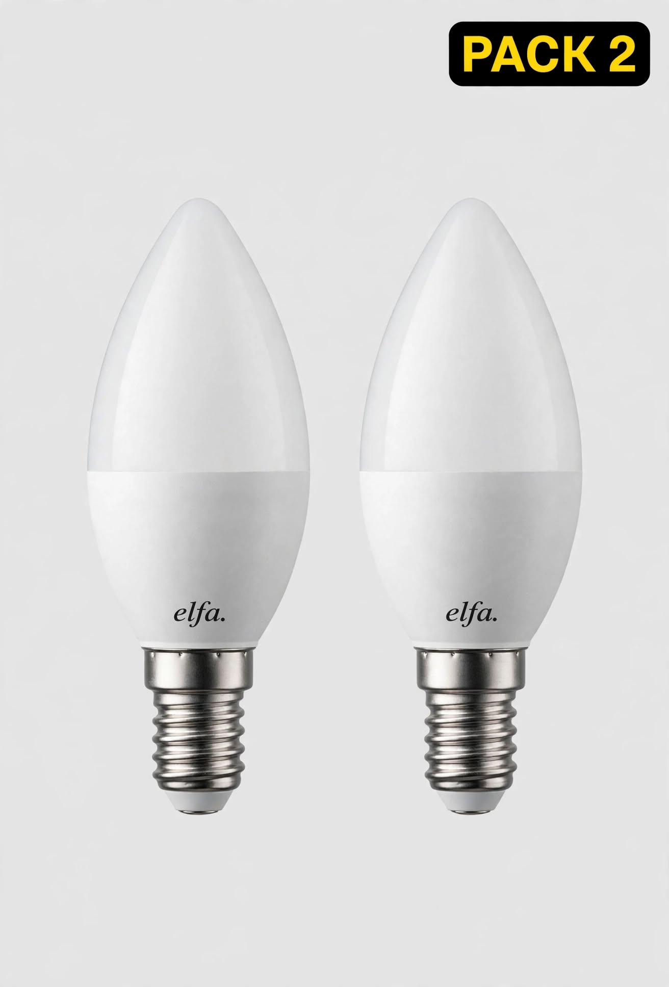 Pack 2 Ampolletas LED Vela  E14 6W Luz Cálida Elfa 1