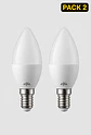 Pack 2 Ampolletas LED Vela  E14 6W Luz Cálida Elfa - Miniatura 1