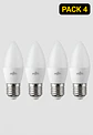 Pack 4 Ampolletas LED Vela E27 6W Luz Fría 6000K 600lm Elfa 10cm - Miniatura 1