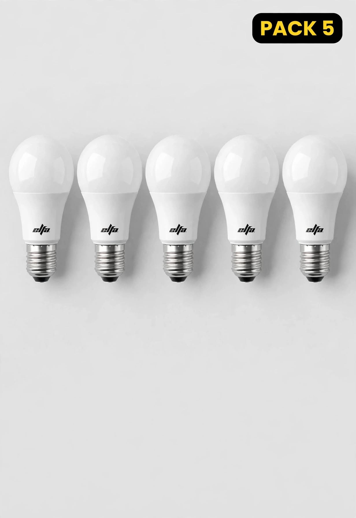 Pack 5 Ampolletas LED A60 6W E27 Luz Cálida 3000K Elfa 460lm Para Depto Completo 1