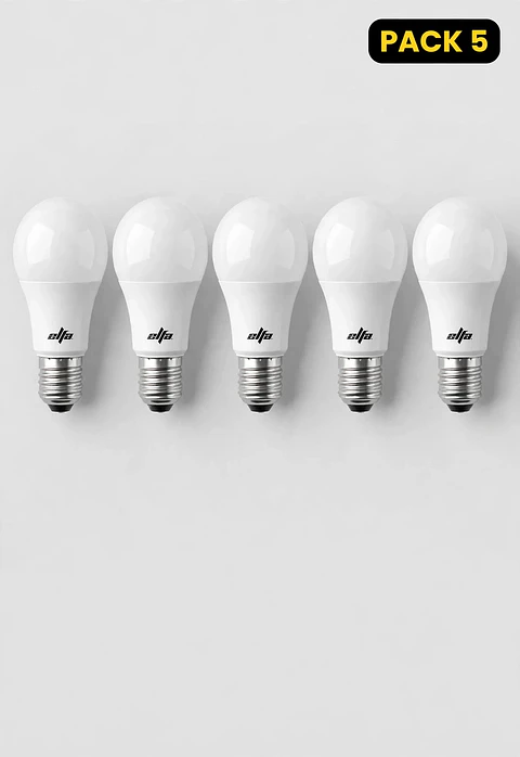 Pack 5 Ampolletas LED A60 E27 6W Luz Día 6000K 460lm Elfa - Ilumina 50W Consume 6W