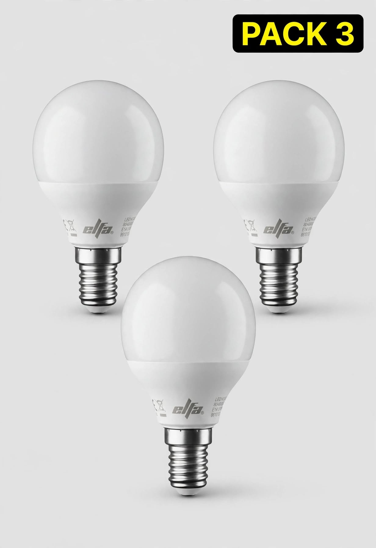 Pack 3 Ampolletas LED G45 E14 6W Luz Cálida 3000K 600lm Elfa - Gota Velador 1