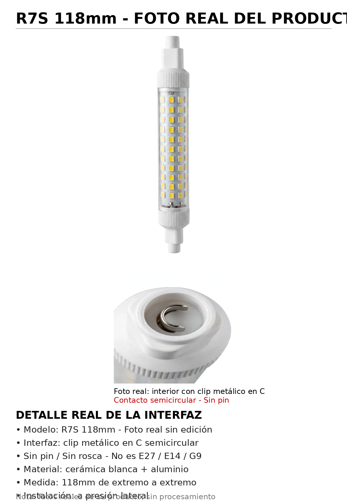 Ampolleta LED Lineal R7S 10W Luz Día 6500K Elfa 1200lm 118x16mm Para Foco Exterior 3